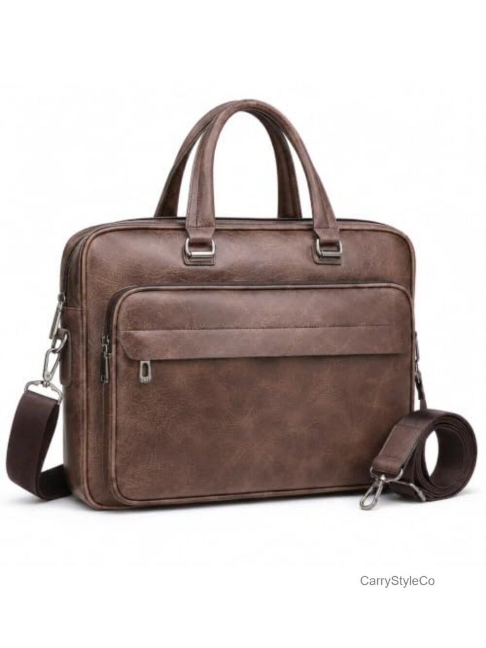 Vintage Leather Laptop Briefcase 15.6" Messenger Bag Computer Satchel